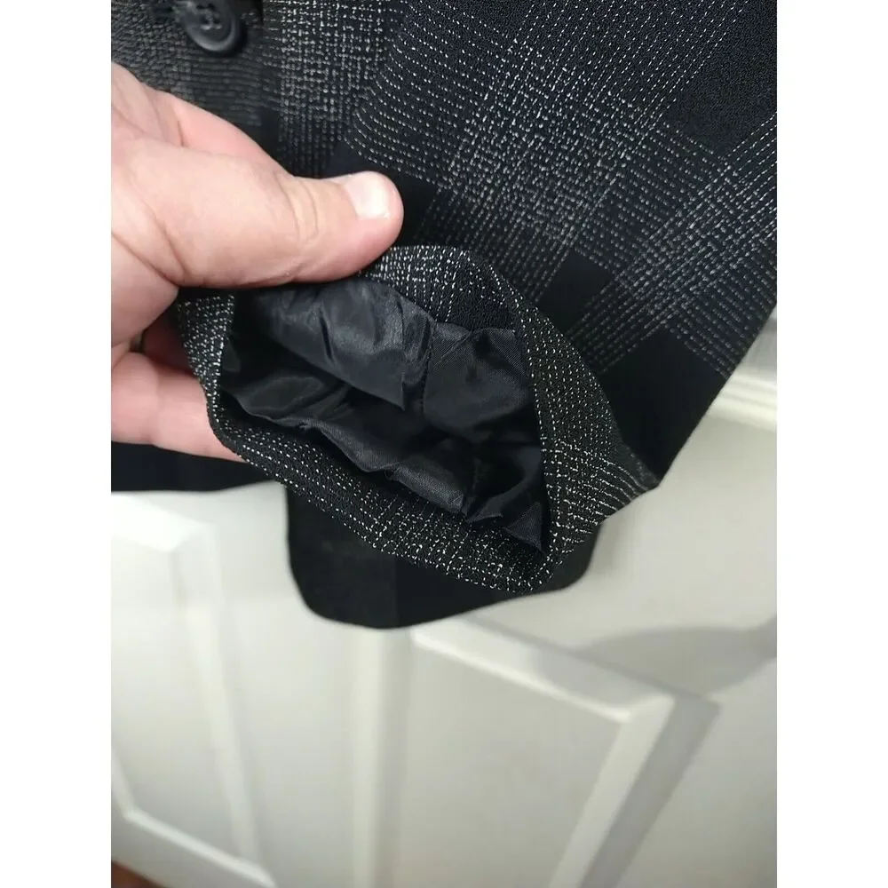 Elliott Lauren Woman 6 Blazer Black Plaid One Button Formal Professional Core